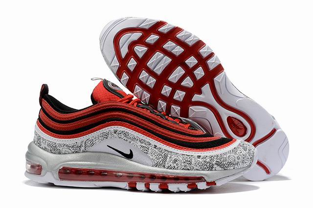 Nike Air Max 97 White Black Red Men's Shoes-111 - Click Image to Close